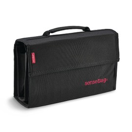 transotype senseBag Wallet, schwarze Tasche für bis zu 72 Marker, mit abgenähten Stiftfächern, aus abwaschbaren Polyestergewebe