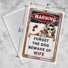 Funny Metal Garage Signs For Men Room Decor Vintage Bar Home Pub Office Wall Decorations Forget The Dog Beware Of Wife Tin Signs 8x12 Inch