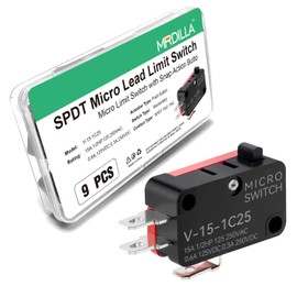 9PCS SPDT Micro Limit Switch, 15A 125/250VAC, 3 Pin Push Button Switch, 1NO 1NC, V-15-1C25 for Microwave Door, Arduino Projects