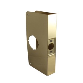 Don-Jo 12-CW-PB Stainless Steel Wrap-Around Plate, 5-1/8" x 12", For Cylinder Door Lock with 2-1/8" Hole, 2-3/4" Backset, Polished Brass Finish