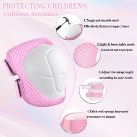 Kids/Youth Protective Gear Set - Adjustable Knee Pads, Elbow Pads, Wrist Guards for Skateboarding, Skiing, Cycling, Running, Scooter - Boys & Girls, Ages 3-14