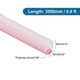 PATIKIL Silicone Weather Stripping Door Seal, 9.8 ft D Shape Weather Stripping Self Adhesive Door Seal Strip for Door Frame, Window Sealing, Large Gap, 0.24" Wx0.08 Tx0.31 H, Clear/Red