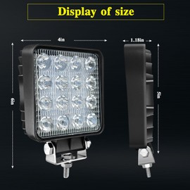 LED Work Lights for Truck, 4 Inch LED Light Pods 48W Square Work Light 12V 24V Spot Beam for ATV UTV RV Golf Cart Car Cube Off Road Driving Fog Lights,2PCS