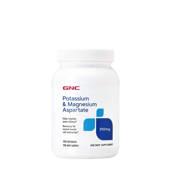 GNC Potassium & Magnesium Aspartate 250mg, 120 Capsules, Helps Regulate Water Balance