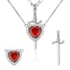 TANTIUE Couples Necklace 14K Gold Plated Sword and Heart Necklace
