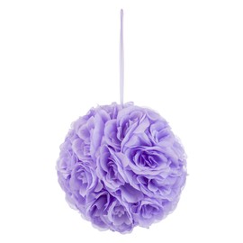 Mega Crafts Lavender Artificial Rose Pomander Kissing Ball 10 Inch, Hanging Ribbon Fabric Flower Décor, Wedding Receptions, Party Decorations, Backdrop Wall, Event Planning, Birthdays & Baby Showers