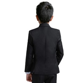 YuanLu Boys Suits with Blazer Pants Vest Shirt and Tie Kids Suit for Wedding Size 6 Black