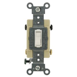 Leviton 54504-2W 15-Amp, 120/277-Volt, Toggle Framed 4-Way AC Quiet Switch, Commercial Grade, Grounding, White