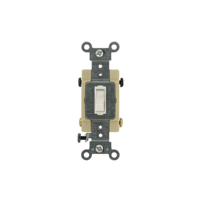 Leviton 54504-2W 15-Amp, 120/277-Volt, Toggle Framed 4-Way AC Quiet Switch,