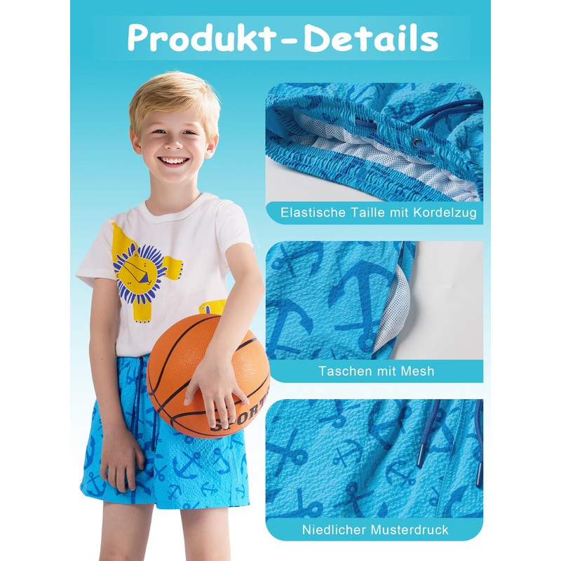 NATUST Boys' Printed Swimming Shorts with Mesh Lining Beach Shorts,