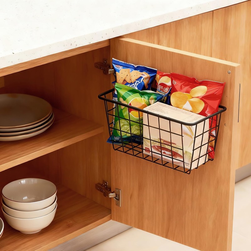 2 Set Adhesive Hanging Wall Basket Inside Cabinet Door Organizer,Wall