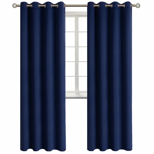 BGment Blackout Curtains for Living Room - Grommet Thermal Insulated Room Darkening Curtains for Bedroom, Set of 2 Panels (52 x 84 Inch, Navy Blue)