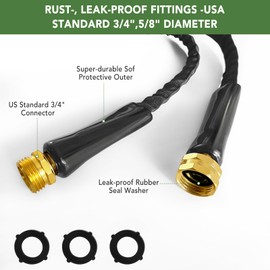 Upgraded NON-Expandable Garden Hose 100FT, Lightweight Anti-Kink Flexible Durable Water Hose 100FEET with Solid Metal Fittings