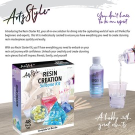 ArtzStyle Epoxy Resin Kit for Beginners & Artists – DIY Craft Kit with Resin, Moulds, Tools & Gloves – Non-Toxic, High Gloss, Fast Cure Formula – Suitable for Jewellery, Coasters, Art