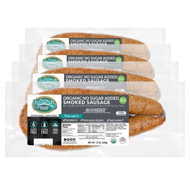 Pederson's Farms Organic Smoked Sausage, No Sugar Added, 4 Packages (12 Ounces Each)