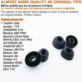 TENNMAK 12X Eartips Replacement for TAGRY X08 / daomim Cloud Nest/ZZU T18 / Btootos A90 Pro/occiam T19 / Aptkdoe HD65 / AOTONOK i63 / Ordtop i13 / Csasan J90 Pro/Ltinist BX27 Earbuds