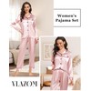 Vlazom Pyjamas for Women, Soft Satin Long Sleeve Pjs Set