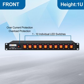 ThePoEstore 10-Outlet 1U Rack Mount Power Strip - Surge Protector, Full Metal with Network-Grade Protection，Features 10 Front Switches with LED Light - Ideal for Server Racks and Cabinets，6 ft Cord