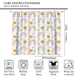 Llylumty Rainbow Curtains for Kids Cute Room Darkening Window Drapes Decorative Cartoon Blackout Curtain Girls Bedroom Nursery,21x45in,2 Panel Set, 42x45in