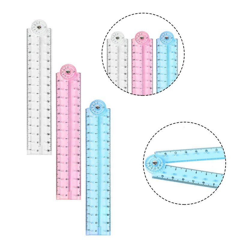 Jagowa 3 Pcs 15cm Folding Ruler Color Flexible Ruler Plastic
