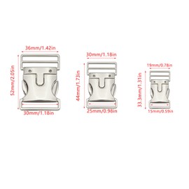 ArrErr 3 Pack Side Release Buckle 1'' Full Metal Heavy Duty Quick Release Snap Lock Clips Connector for Backpack Strap Webbing Bag Luggage Belt Leather Paracord Dog Collar Leash Bracelet Harness,