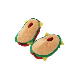 Fuman Hamburger Plush Slippers Adult Winter Slippers Warm Soft Slippers Home, yellow