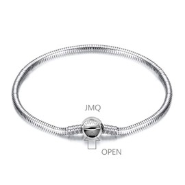 JMQJewelry Valentine Thanksgiving Circle Womens Bead Charm for Bracelet Women Stainless Steel Snake Chain 16 cm 6.3inch Family Friendship Jewelry