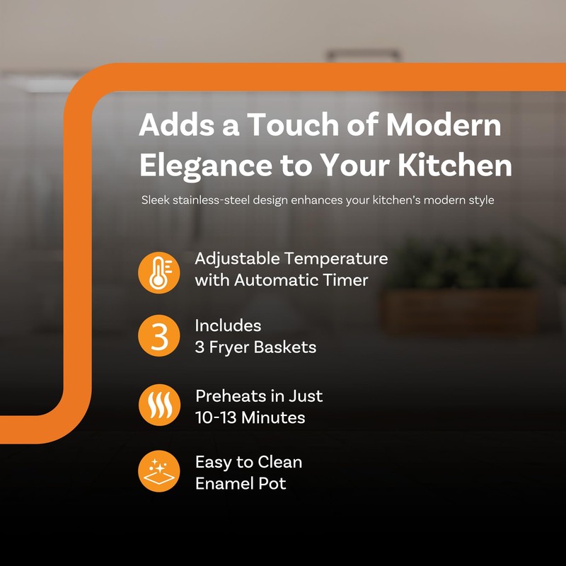 Complete Cuisine 4 Liter Electric Deep Fryer with 3 Fryer