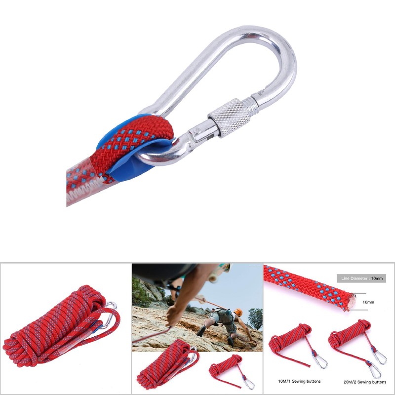 10mm Heavy Duty Paracord Panchute Corad Lanyard with Carabiner (Red-10m)