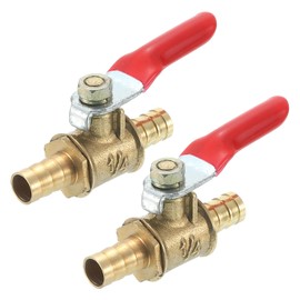 sourcing map 4Pcs Brass Water Mini Ball Valve Shut Off Switch, 5/16" Hose Barb x 5/16" Hose Barb, 180 Degree Operation Handle, Brass Valve
