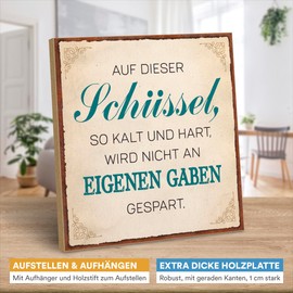 ARTFAVES® Wooden Sign with Saying "Auf dieser Schüssel | Retro Vintage Sign Decorative Gift | Bathroom, Toilet, Toilet | Size: 19 x 19 cm