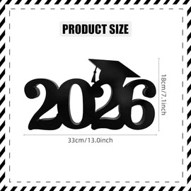 Graduation Decorations 2026 Wooden Table Decor,13x7inch Double Sided Hollowed-out Class of 2026 Black Graduation Centerpieces for Tables,Congrats Grad Party Decorations Indoor Outdoor
