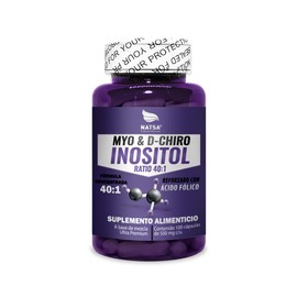 NATSA Myo & D-Chiro Inositol 40:1 100 cápsulas | 2 cápsulas diarias | Reforzado con Ácido Fólico | Fórmula concentrada 40:1 | Calidad Premium | Ingredientes Puros