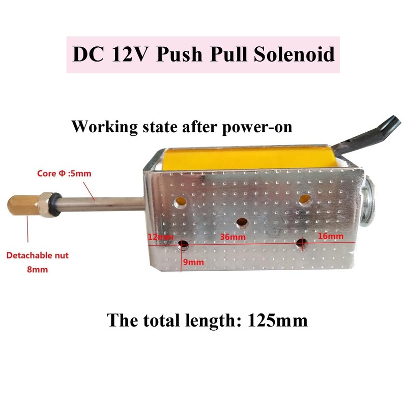 DC 12V Push Pull Solenoid 35mm Long Stroke Small Electromagnetic