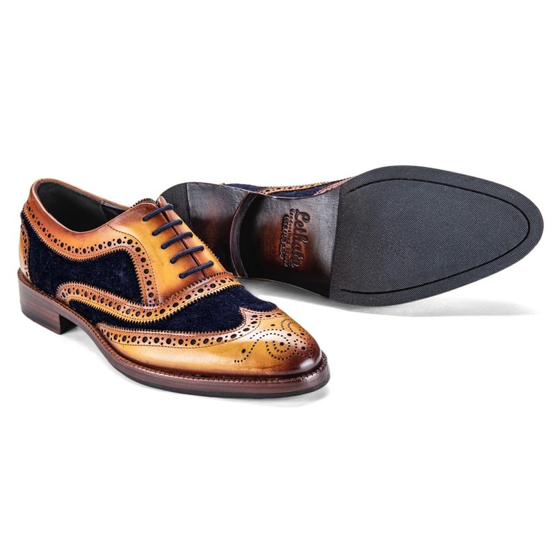 Lethato Wingtip Brogue Oxford - Navy Blue , Navy Blue
