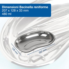 GIMA 26610 Stainless Steel Kidney Dish, 207 mm x 128 mm x 33 mm, capacity 480 ml