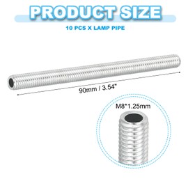 PATIKIL M8 Thread Carbon Steel Lamp Pipe, 10 Set 90 mm/3.54" Hollow Tube Thread Adapter Fasteners Hardware for Lamp Lights Chandelier Ceiling Light DIY, White Zinc Plating