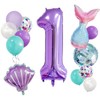 Number 1 Mermaid Birthday Decorations: 13 Pcs Mermaid Tail Balloons