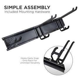 Tool Storage Rack, 8 Piece Garage Organizer, Metal, Wall mounted, Holder for Broom, Mop, Rake Shovel & Tools, By RaxGo