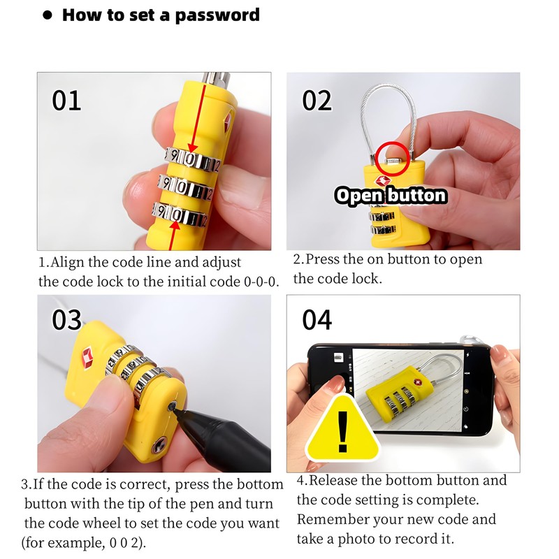 TSA Combination Lock, Set of 2, 3 Digit Combination Lock