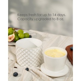Jersinwei Butter Crock, French Butter Dish with Water Seal, 8 oz / 2 Sticks