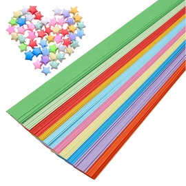 90 Sheets Star Origami Paper Strips, 10 Colors Lucky Star Paper Strips, Double Sided Solid Color, DIY Handcrafts for Beginners, Decoration Art Crafts (Macaron 10colors 90sheets)