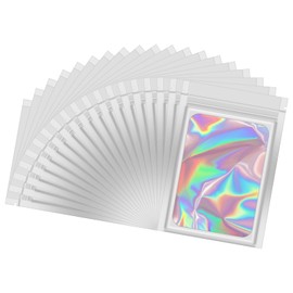Pagezol Smell Proof Mylar Bags, 100 PCS Holographic Packaging Bags, Small Bags, Resealable Baggies with Ziplock and Clear Window, Reusable Strong Zip Lock Seal Bags, Self Sealing Bag Food Storage
