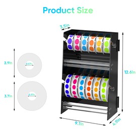 Acrylic Sticker Roll Dispenser Holder - Double-Layer Disks Adjustable Label Dispenser for Rolls of Sticker Labels Suitable for Office School Home - Sticker Roll Holder Organizer