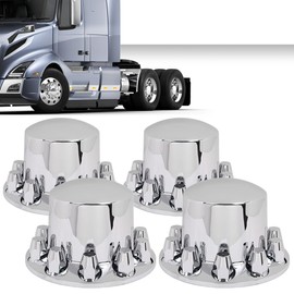 GRAND ORANGE Chrome Rear Axle Hub Cover Kit - Semi ABS 33mm Nut Covers Plastic Set of 4 - Compatible with Most 10 Holes 22.5" & 24.5" Semi-Truck Wheels with 11.25" Bolt Circle - Silver