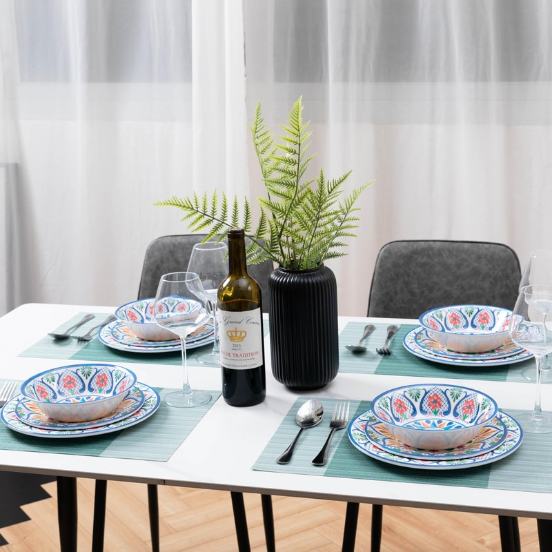 ZAROCRUS 18 Pieces Melamine Dinnerware Sets, Service for 6, Paisley