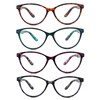 4-Pack Cat Eye Progressive Multifocal Reading Glasses for Women- Blue