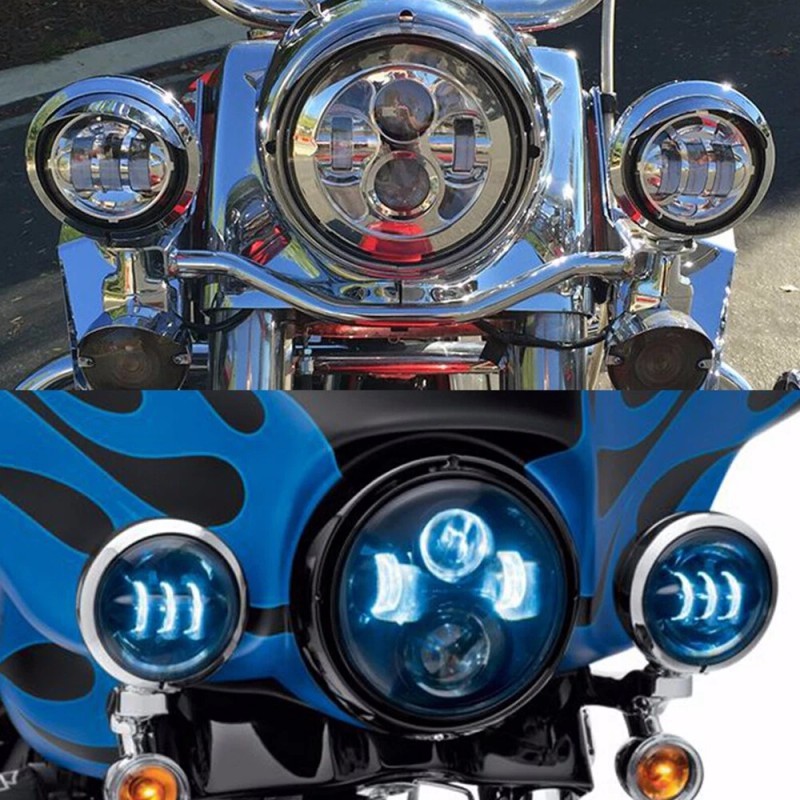 OUMURS Chrome 4.5" Spot Passing Fog Lights Lamps Housing Bucket
