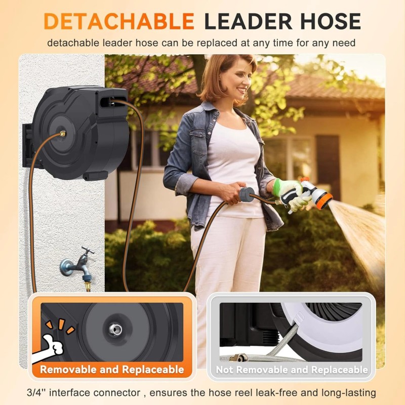 NEOTEC Ground Mounted Retractable Hose Reel with 100FT Garden Water