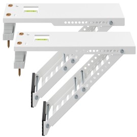 LuckIn Air Conditioner Support Bracket, Heavy Duty Window AC Bracket Universal Fit for 5,000-12,000 BTU AC Units, Holds Up to 85lbs, Adjustable Extender Leg & Built-in Bubble Spirit Level, 2-Pack